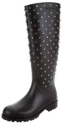 Saint Laurent Festival Crystal-Embellished Rain Boots