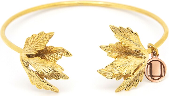 Unaloe Rigid Bracelet With Leaves In Gold-Plated Sterling Silver
