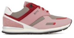 BOSS Low-top trainers with leather panels and rubber sole