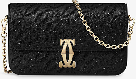 Cartier Womens Black C De Mini Model Leather Chain Shoulder Bag 1 Size