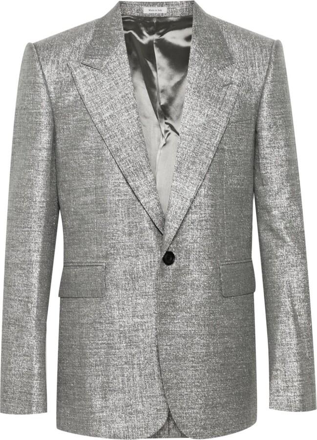 ジャケット ALEXANDER McQUEEN SILVER TATTOO SINGLE-BREASTED JACKET IN CR Alexander McQueen vintage Single breasted Button down Blazer