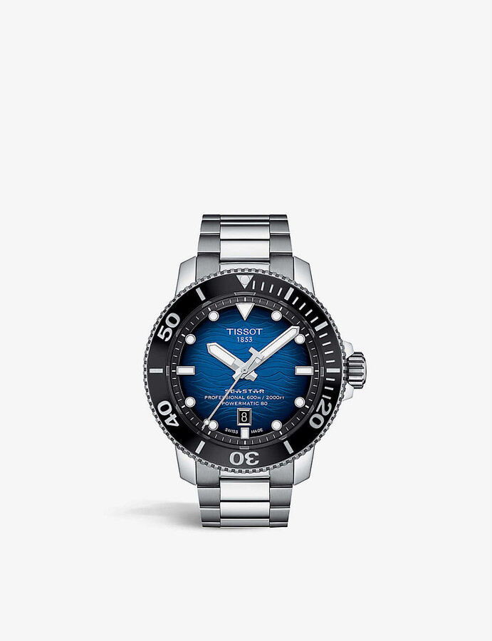 Tissot T1206071104101 Seastar 2000 steel chronograph watch - ShopStyle
