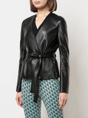 Dvf Diane Von Furstenberg Faux-Leather Wrap Front Jacket