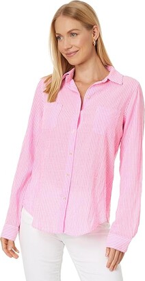 Baron Boutique Pink Oxford Shirt Womens Long Sleeves Button Down 