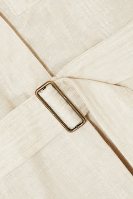 BONDI BORN Belted Linen Maxi Dress - White
