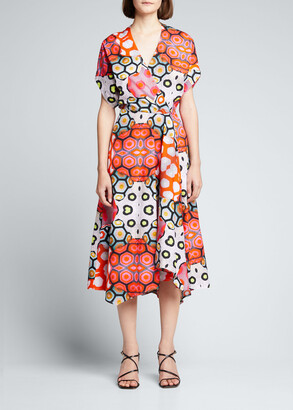 Zero Maria Cornejo Aki Wave Geometric-Print Woven Midi Dress