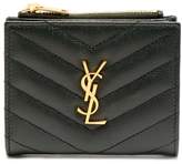 Thumbnail for your product : Saint Laurent Monogram Quilted Leather Wallet - Womens - Dark Green