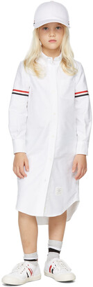 Thom Browne Kids White Oxford Armband Knee-Length Shirt Dress