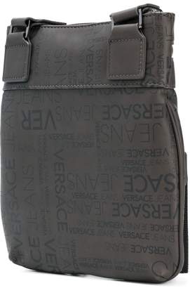 Versace Jeans logo zipped messenger bag