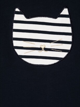 Charabia cat-print ruffle-sleeve T-shirt