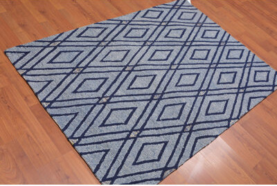Loon Peak Delosreyes Handmade Tufted Wool Light Blue Rug