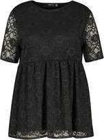 Thumbnail for your product : boohoo Plus Lace Cap Sleeve Smock Top