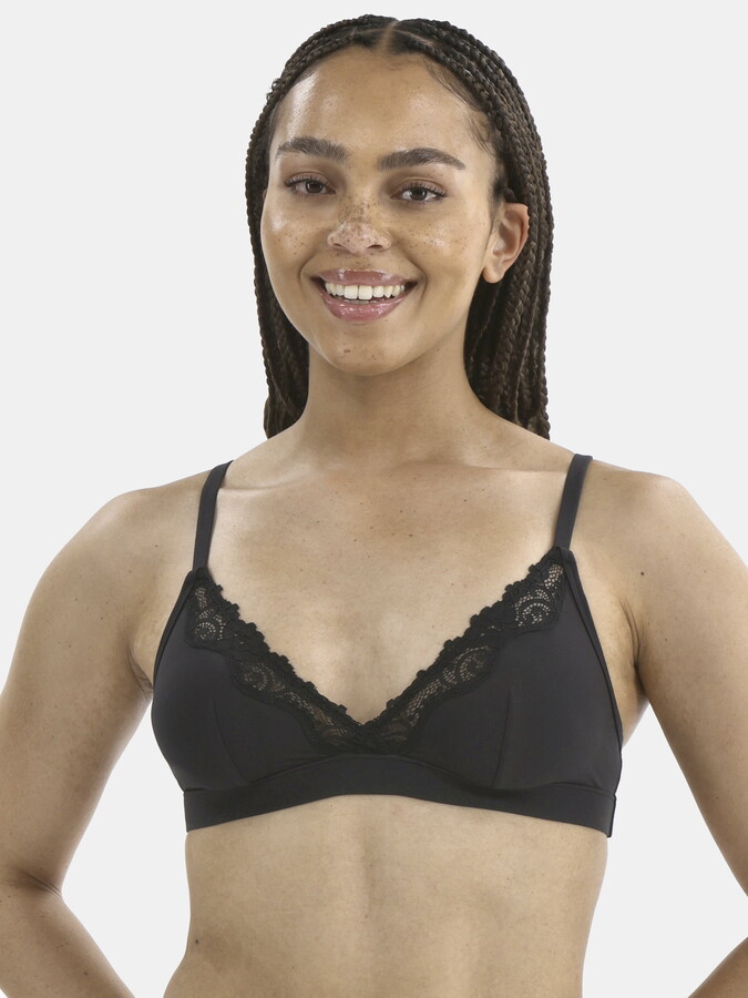 No Boundaries Women’s Fit Stretch Triangle Bralette with Lace, Sizes XS-XXXL