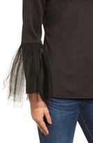Thumbnail for your product : Halogen Women's Tulle Trim Bell Sleeve Top