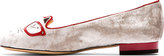 Thumbnail for your product : Charlotte Olympia Silver Velvet Kitty & Company Clever Kitty Flats