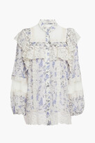 Thumbnail for your product : Zimmermann Lace and point d'esprit-trimmed floral-print crepe de chine blouse