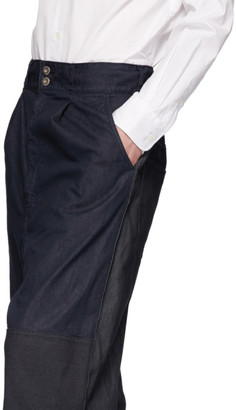 Comme des Garçons Homme Navy Multi-Fabric Garment-Dyed Trousers