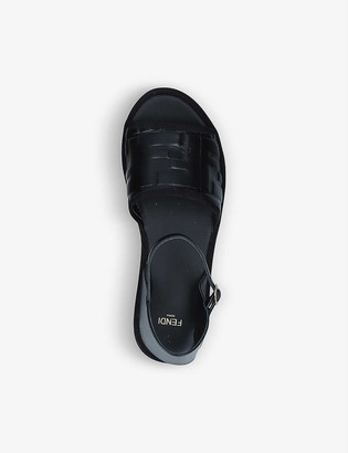 Fendi Logo-embossed open-toe leather espadrilles