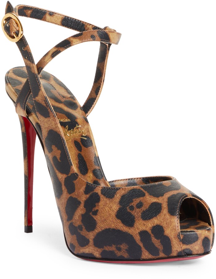 leopard print ankle strap shoes