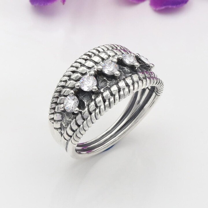 Swarovski Crystal Rings, Sterling Silver Gemstone Solitaire Boho Statement Promise Rings For Women