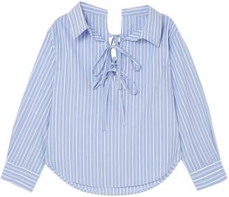 Clu Off-the-shoulder Striped Cotton And Tencel-blend Shirt