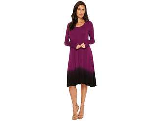 Mod-o-doc Rayon Spandex Jersey Dip-Dye Long Sleeve Swing Dress Women's Dress