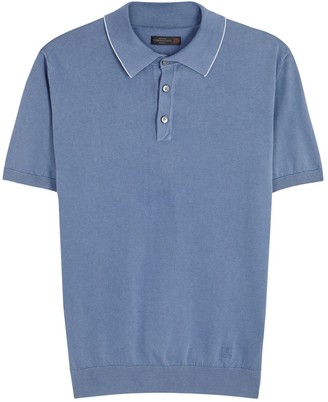 Corneliani Blue Fine-knit Cotton Polo Shirt