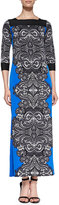Thumbnail for your product : Melissa Masse Print Jersey Lace-Border Long Dress
