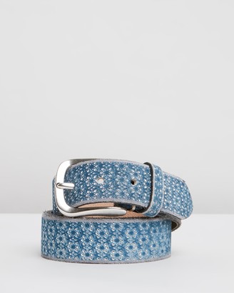B. Belt B.Belts - Women's Navy Leather Belts - Metallic Leather Belt - Size One Size, 90cm at The Iconic