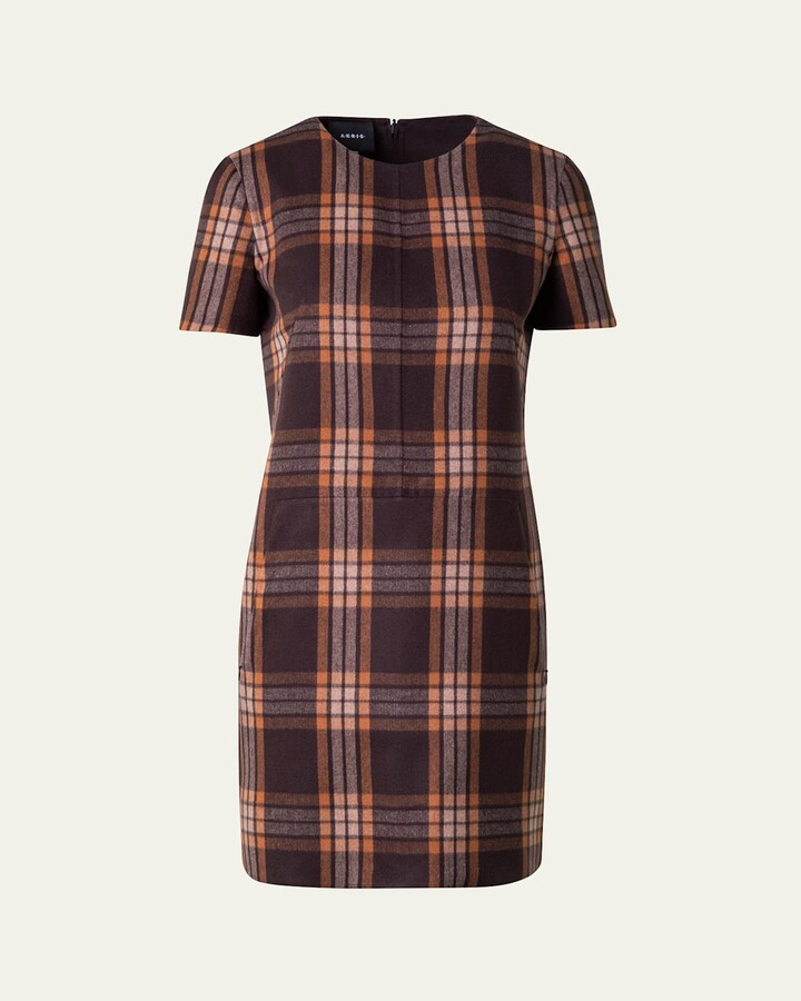 Akris Reversible Check Silk Short Dress