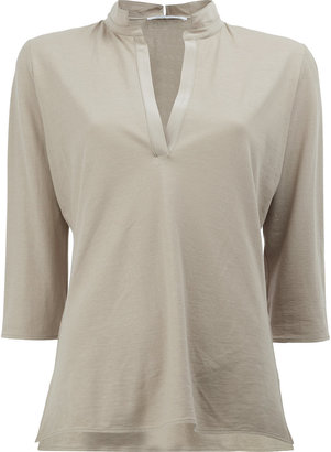 Lamberto Losani v-neck cropped sleeve blouse - women - Silk/Cotton - M