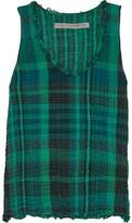 Thumbnail for your product : Raquel Allegra Plaid Crinkled Cotton-Gauze Tank
