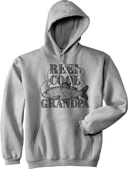 Crazy Dog T-Shirts, Inc. ReelCoolGrandpaHoodieFunnyFishingGrandfatherGraphicNoveltySweatshirt-CrazyDogHoodieForFishersGreyXXL