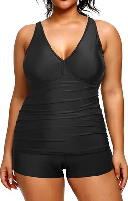 Yonique Plus Size Tankini Swimsuits for Women with Shorts Tummy Control Two  Piece Bathing Suits Slimming Swimwear - black - 20 Plus - ShopStyle