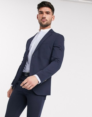 Jack and Jones super slim stretch suit jacket with recycled polyester in  navy - ShopStyle