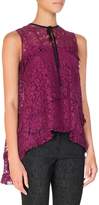 Erdem Tiered Lace High-Low Blouse, Wine