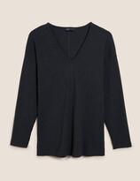Thumbnail for your product : Marks and Spencer Cotton Ribbed V-Neck Longline Top