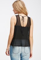 Thumbnail for your product : Forever 21 Contemporary Tonal-Embroidered Chiffon Top