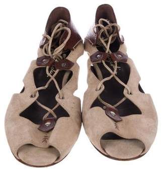 Henry Beguelin Suede Lace-Up Sandals