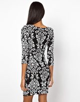 Thumbnail for your product : TFNC Long Sleeve Monochrome Baroque Sequin Dress