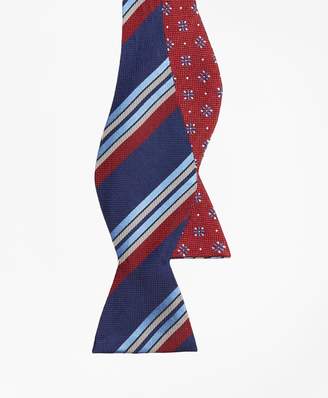 Brooks Brothers Multi-Textured Sidewheeler Stripe with Textured Four-Petal Flower Reversible Bow Tie