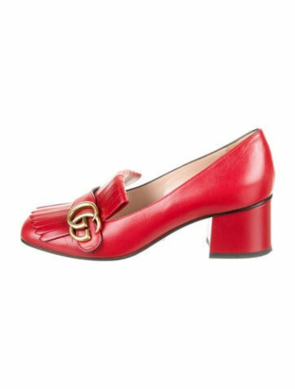 Gucci Double G Logo Leather Pumps Red - ShopStyle
