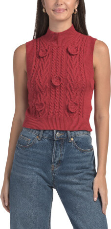 TJMAXX Rosette Sweater Vest, Cotton/Acrylic