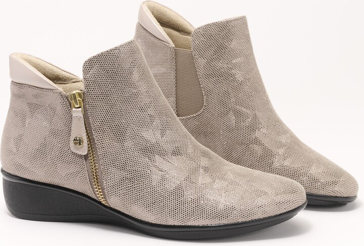 Revere Amelie Leather Side Zip Ankle Booties - Damascus