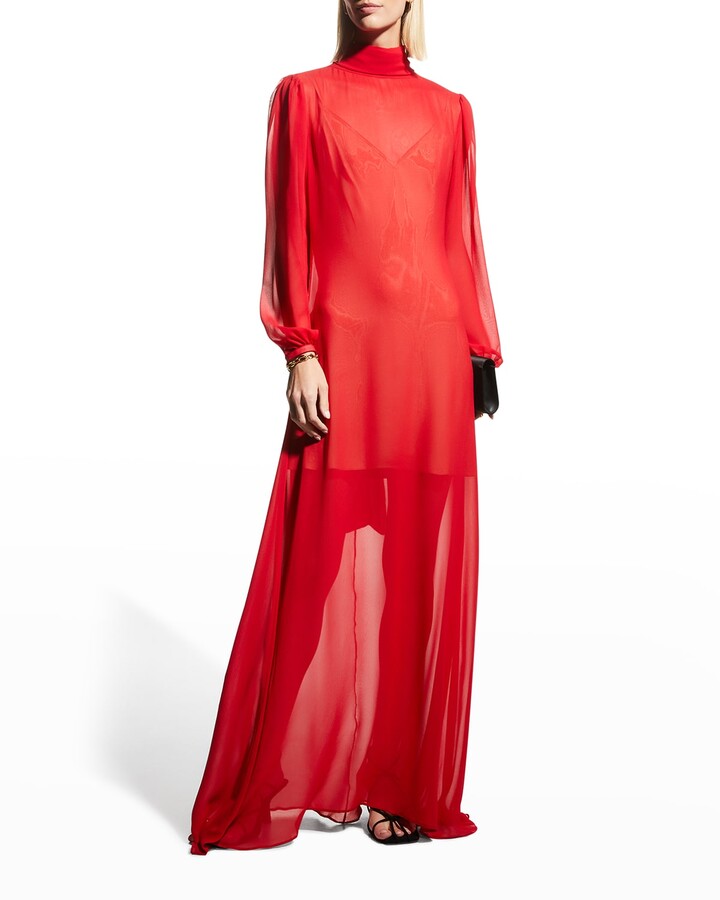 red silk gown