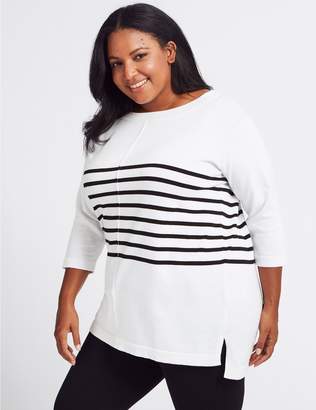 Marks and Spencer CURVE Pure Cotton Striped Longline Jumper