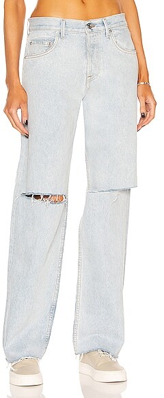 GRLFRND Bella Low Rise Boyfriend in Blue - ShopStyle Relaxed Jeans