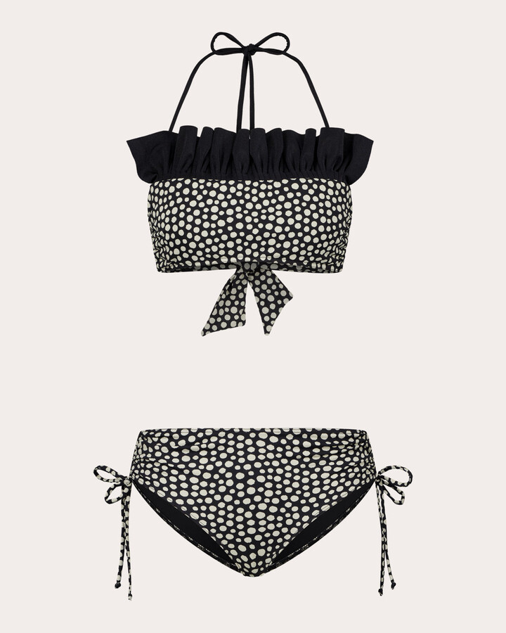 GirlsMustHave Sasha Polka Dot Ruffle Halter Bikini Top