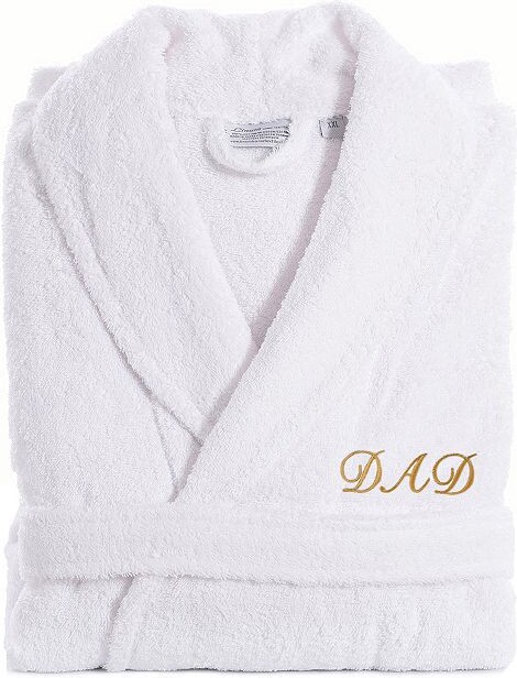 Linum Home Textiles "Dad" Embroidered Cotton Terry Bathrobe