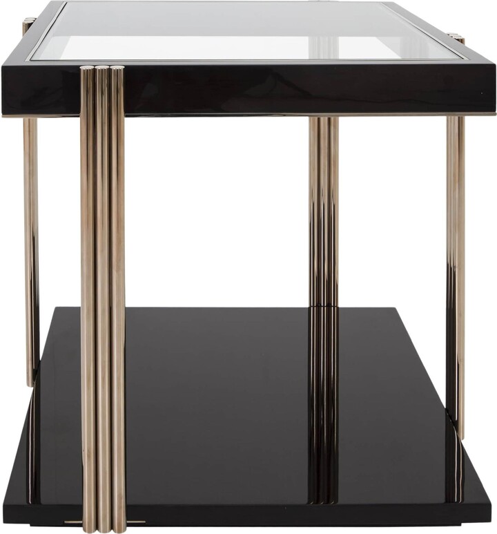 1stDibs Minelli Side Table With Wooden Structure And Smoke Brass Details